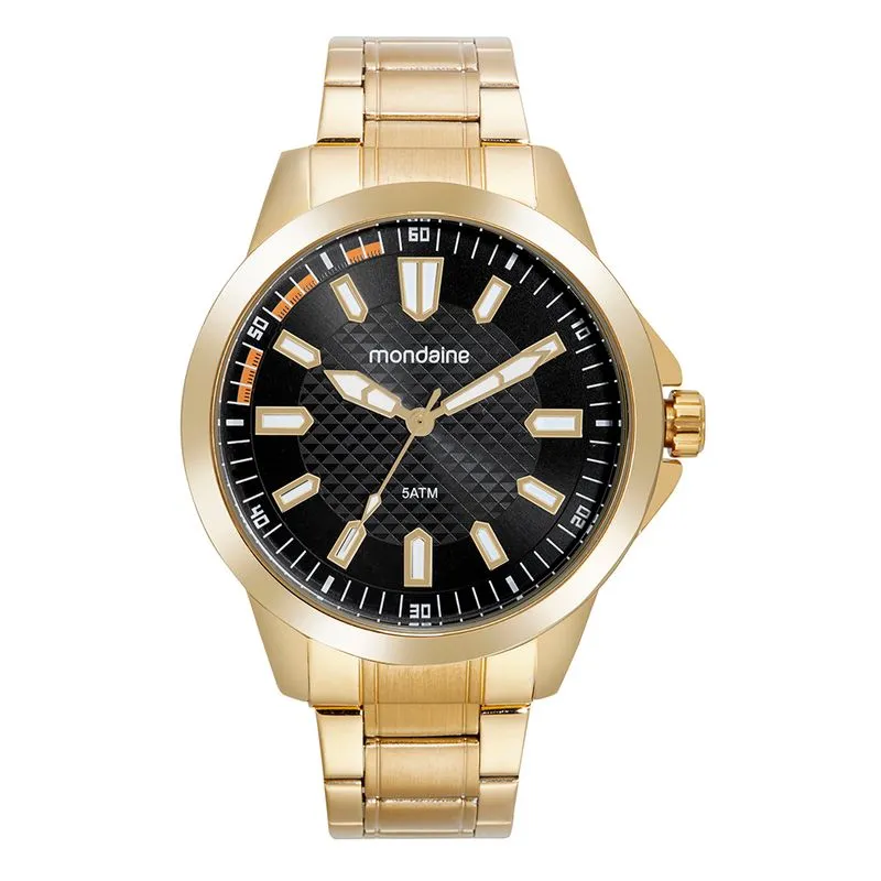 Relógio Masculino Dourado Visor Texturizado Preto