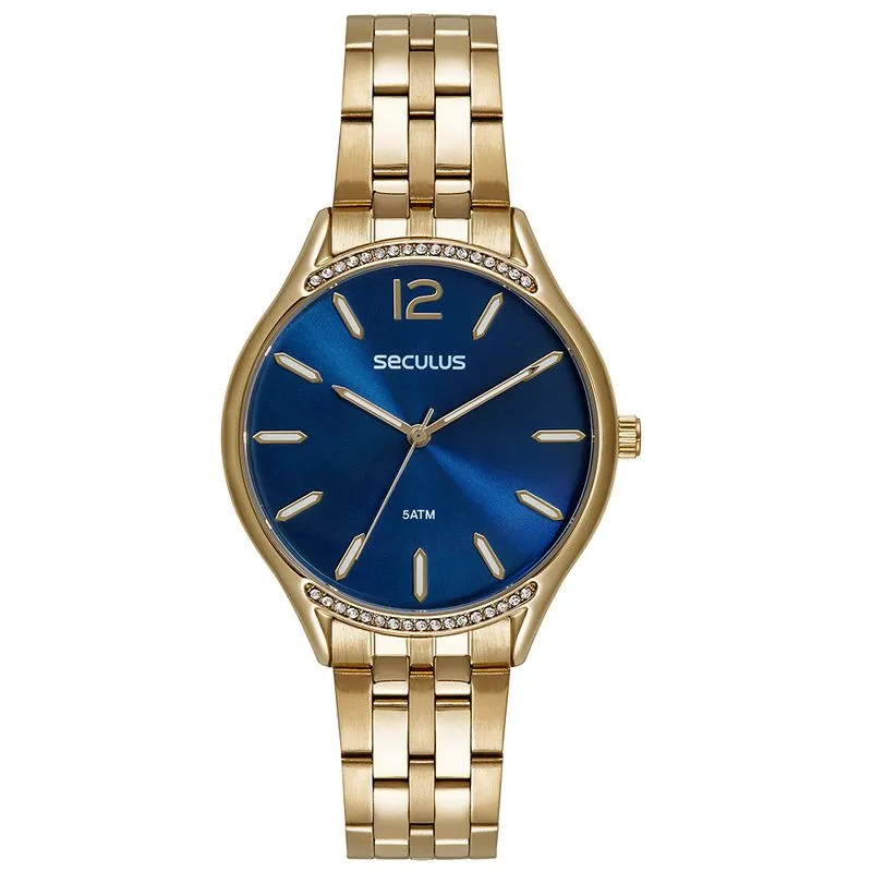 Relógio Feminino Navy Cristais Dourado