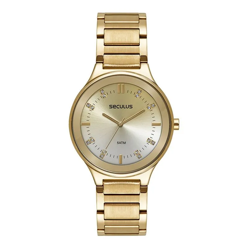 Relogio De Pulso Feminino Dourado 77246lpsvds1 - Seculus