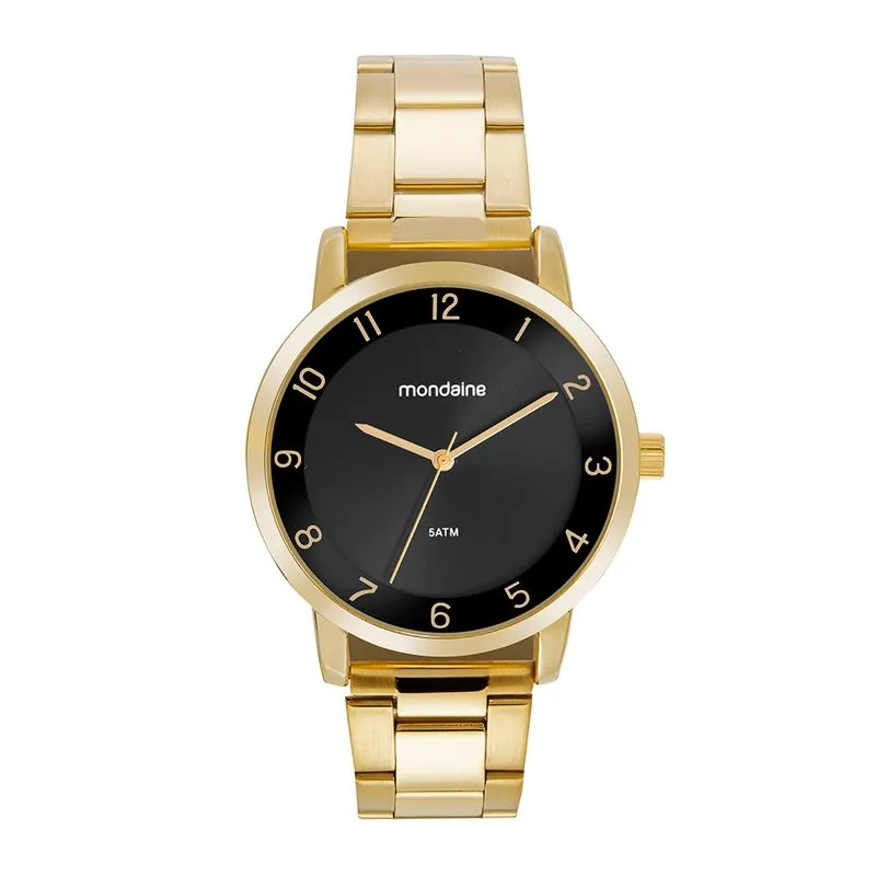 Relógio Feminino Aro 3D Dourado