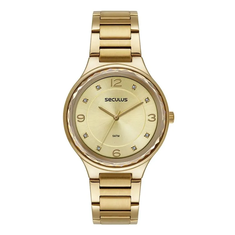 Relogio De Pulso Feminino Dourado 77254lpsvds1 - Seculus