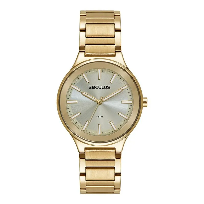 Relogio De Pulso Feminino Dourado 77265lpsvds1 - Seculus