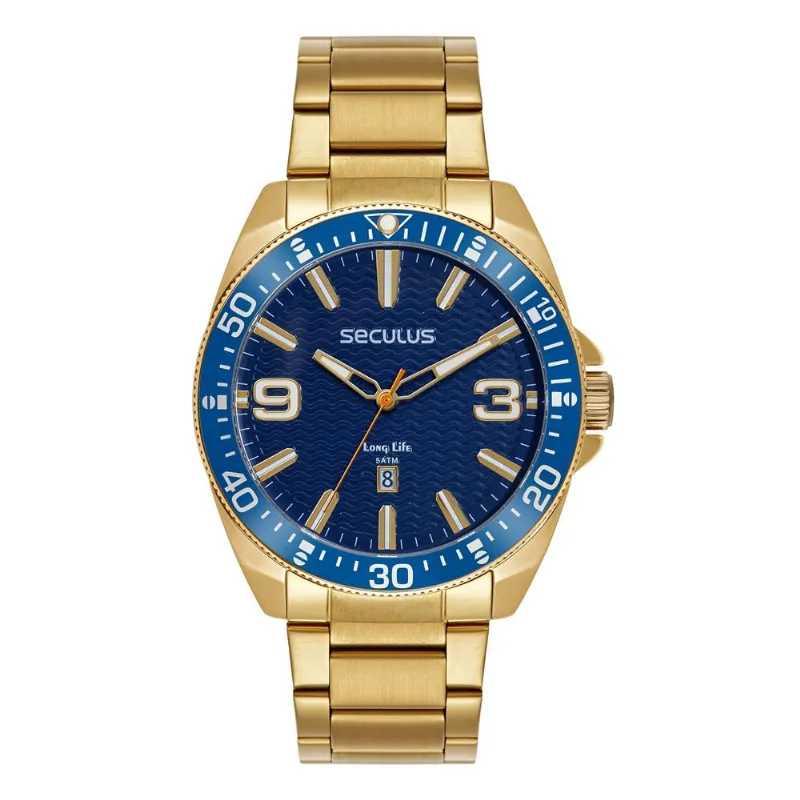 Relógio Seculus Masculino Ref: 77260gpsvda2 Esportivo Dourado