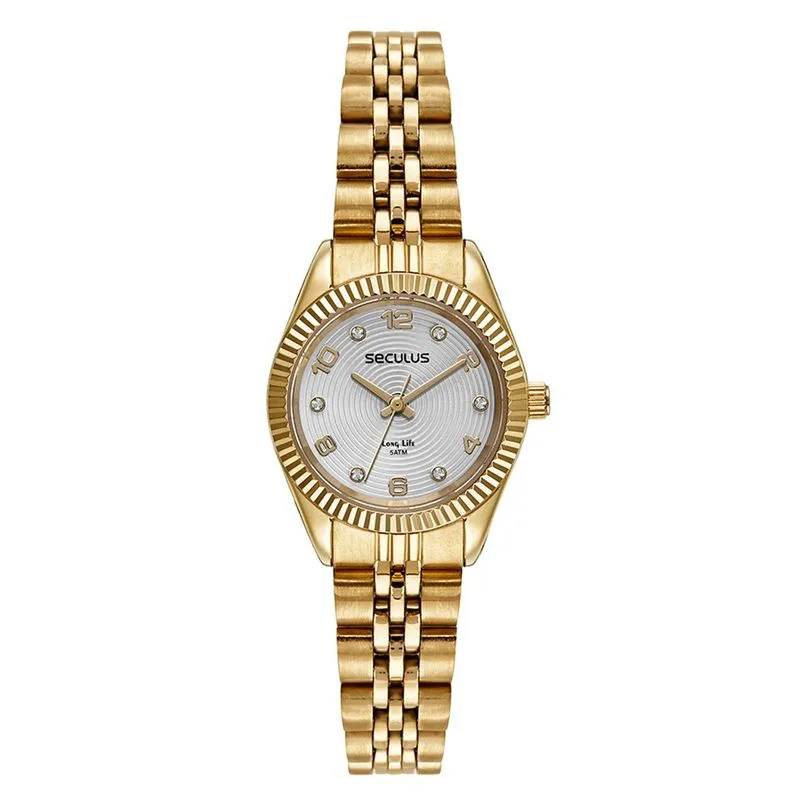 Relogio De Pulso Feminino Dourado 77256lpsvda1 - Seculus