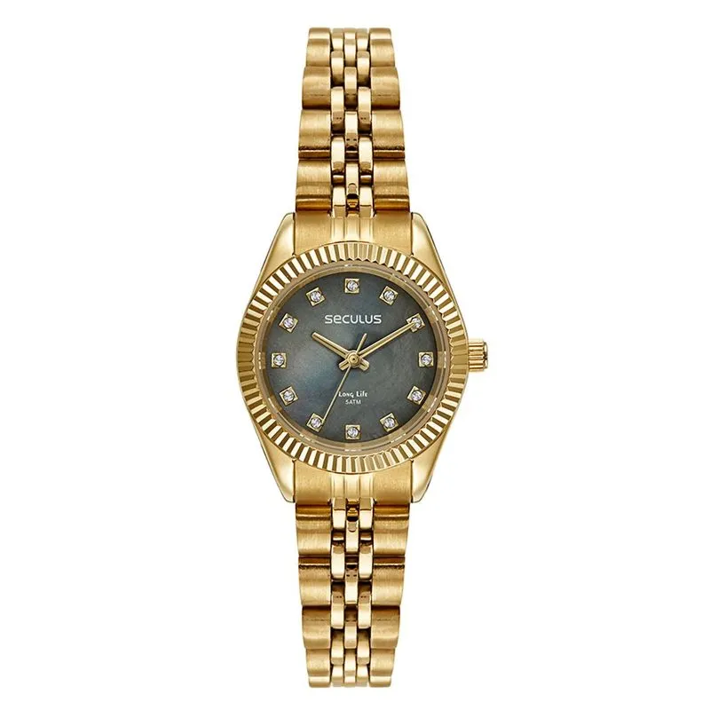 Relogio De Pulso Feminino Dourado 77257lpsvda1 - Seculus
