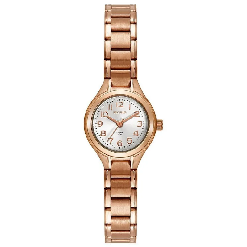 Relógio Feminino Aço Rose Gold Analógico em Aço Inox Dourado Séculus