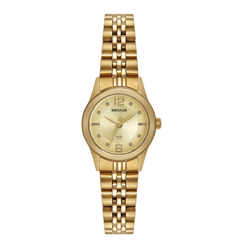 Relógio Seculus Feminino Ref: 44192lpsvda2 Clássico Aço Dourado