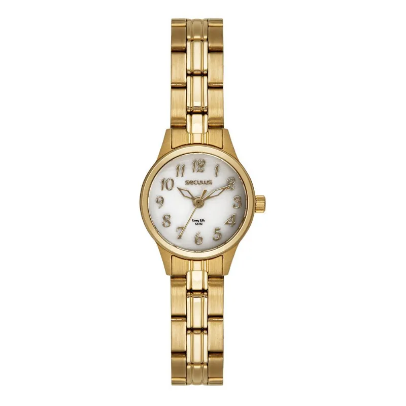 Relógio Seculus Feminino Ref:44196lpsvda2 Clássico Aço Dourado