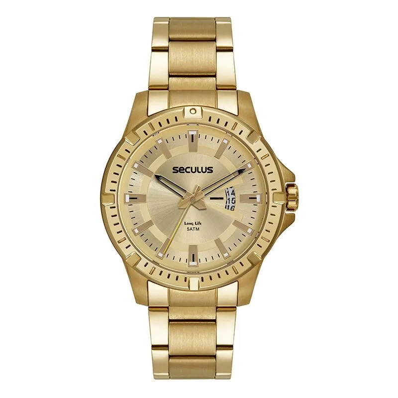 Relogio De Pulso Masculino Dourado 44205gpsvda2 - Seculus