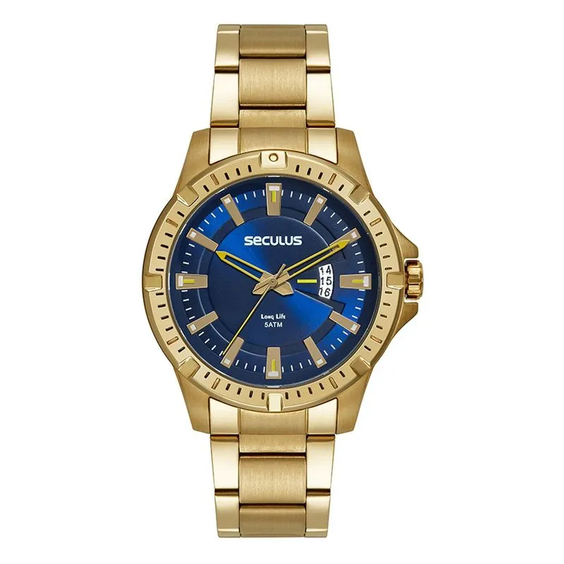 Relogio De Pulso Masculino Dourado 44205gpsvda3 - Seculus