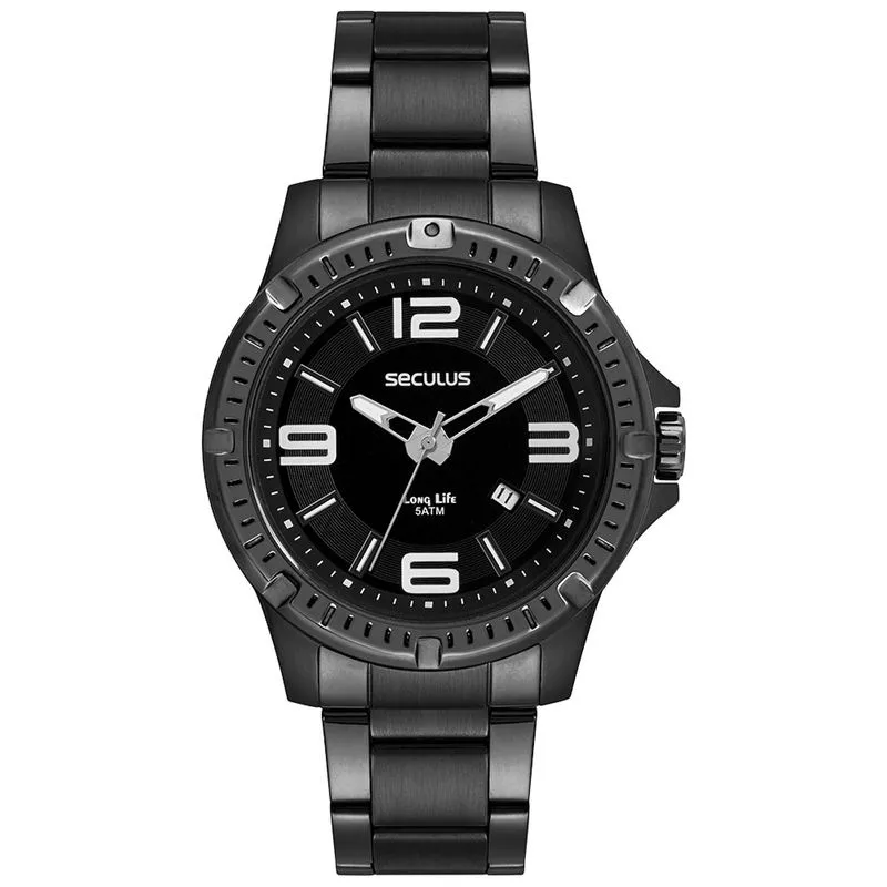 Relogio De Pulso Masculino Preto 44206gpsvpa3 - Seculus