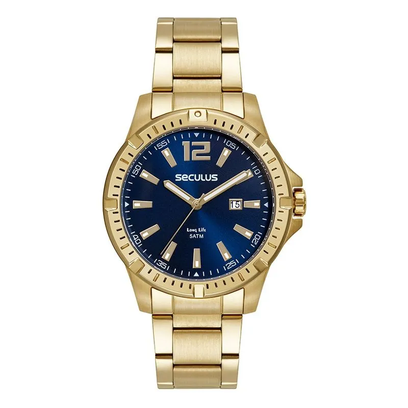 Relogio De Pulso Masculino Dourado 44208gpsvda3 - Seculus