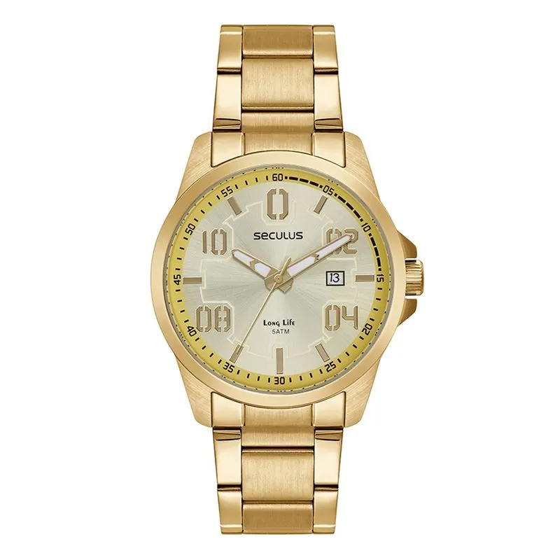 Relogio De Pulso Masculino Dourado 44198gpsvda4 - Seculus