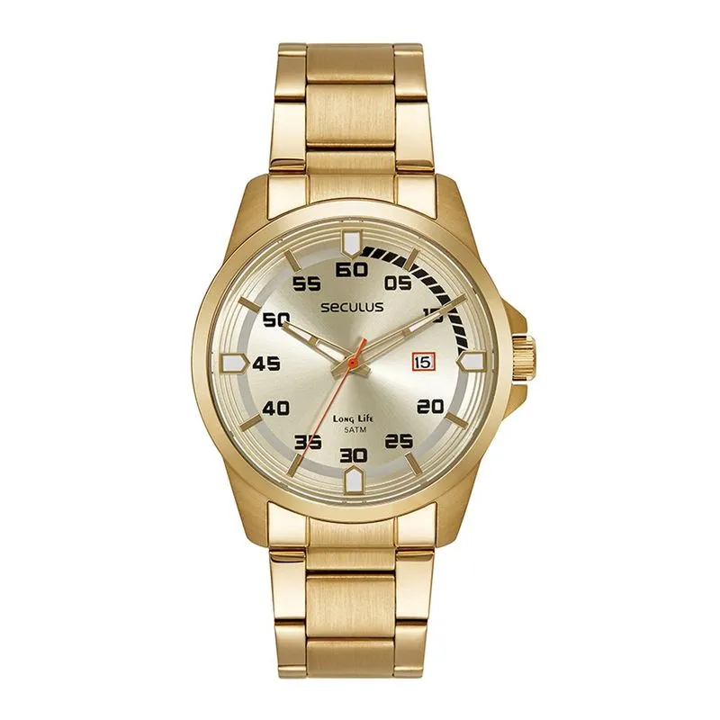 Relogio De Pulso Masculino Dourado 44199gpsvda3 - Seculus