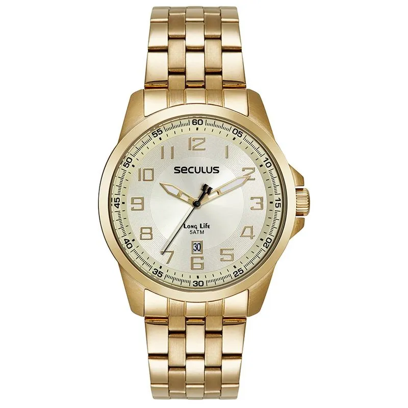 Relogio De Pulso Masculino Dourado 44200gpsvda2 - Seculus