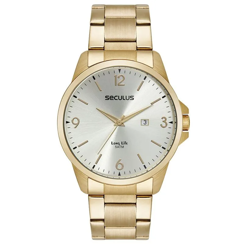 Relogio De Pulso Masculino Dourado 44218gpsvda3 - Seculus