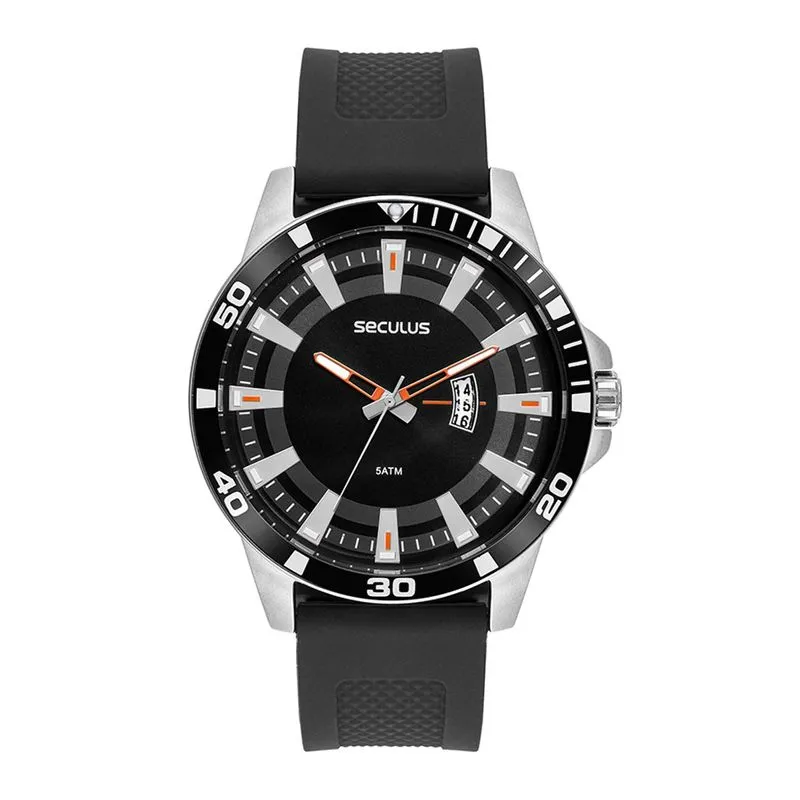 Relogio De Pulso Masculino Preto 44226g0svnu2 - Seculus