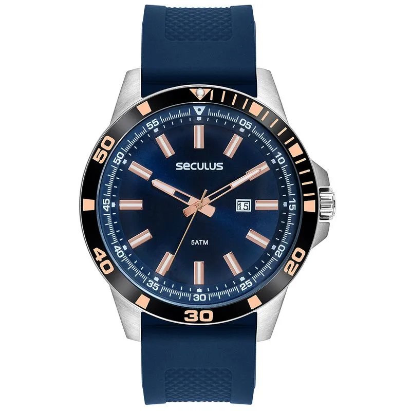 Relógio Masculino Esportivo Silicone Prata