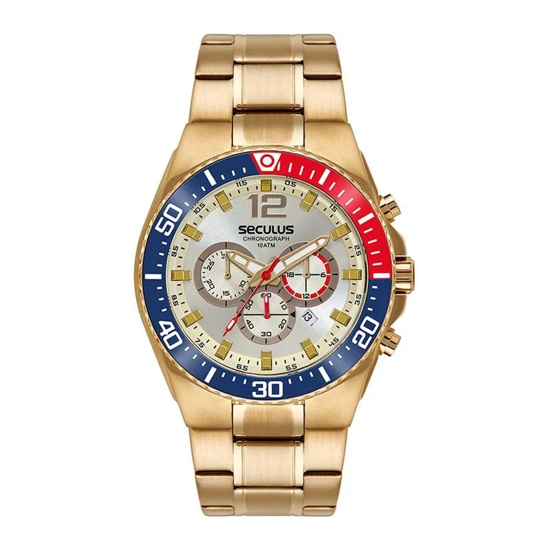Relogio De Pulso Masculino Dourado 44235gpsvda2 - Seculus