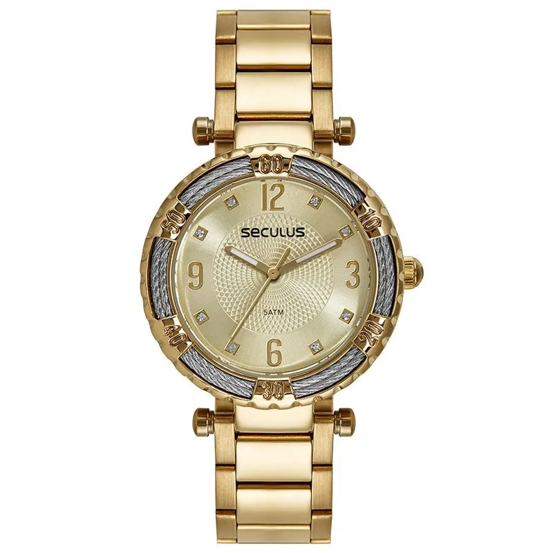 Relogio De Pulso Feminino Dourado 44236lpsvds1 - Seculus