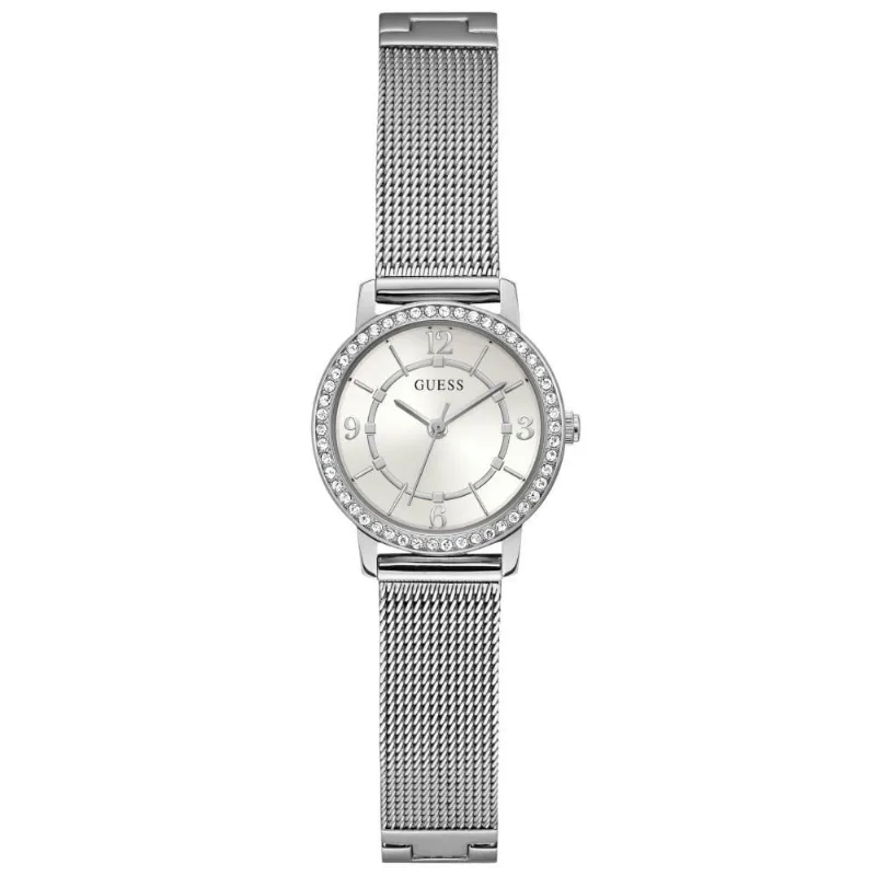 Relógio Feminino Malha de Aço Prata Analógico em Aço Inox com Cristais Guess