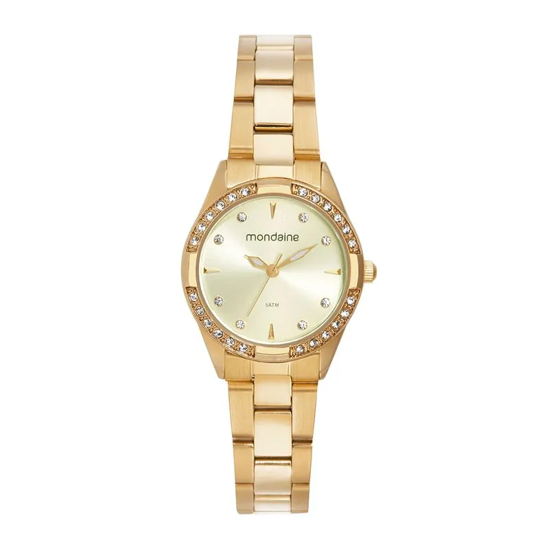 Relógio Feminino Cristais Dourado
