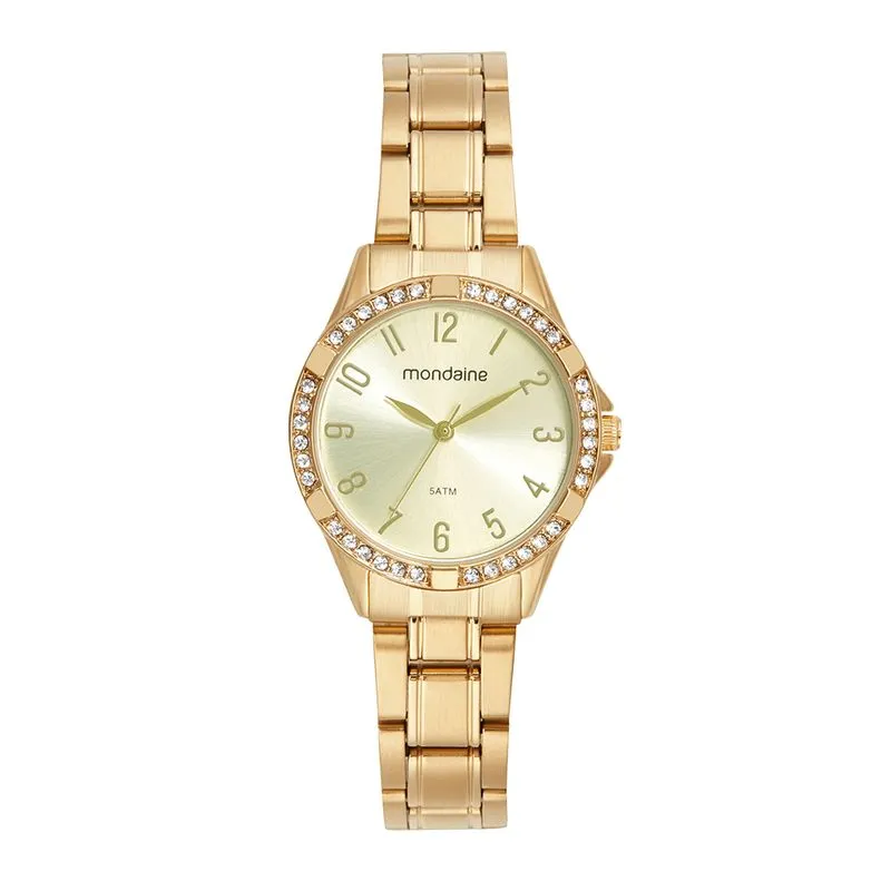 Relógio Feminino Cristais Dourado