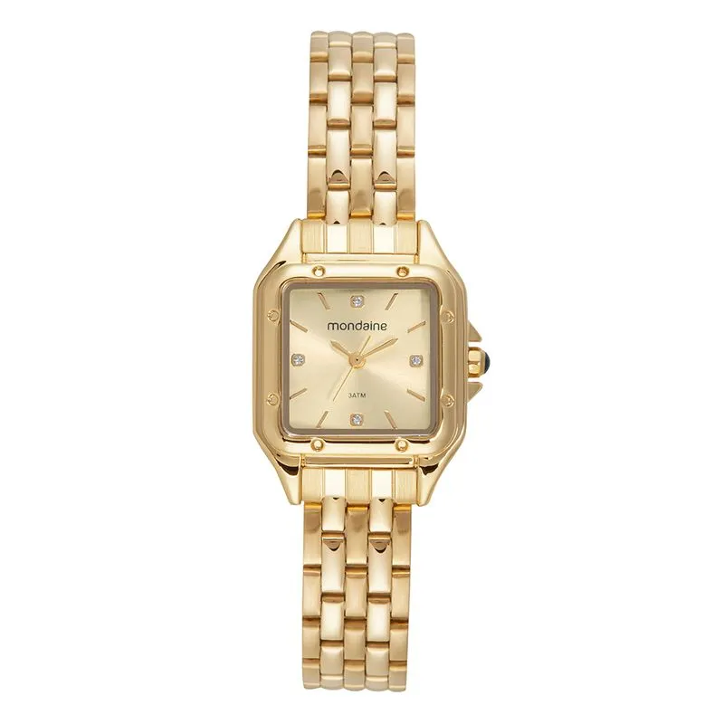 Relógio Feminino Quadrado Dourado