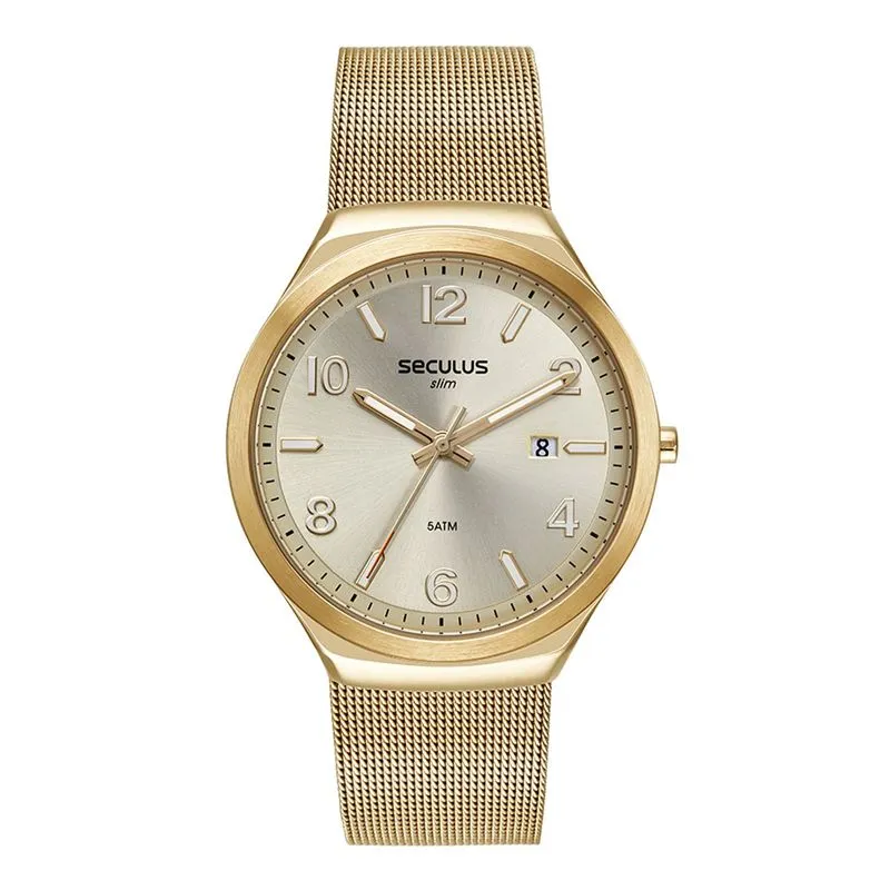 Relogio De Pulso Masculino Dourado 77288gpsvda2 - Seculus
