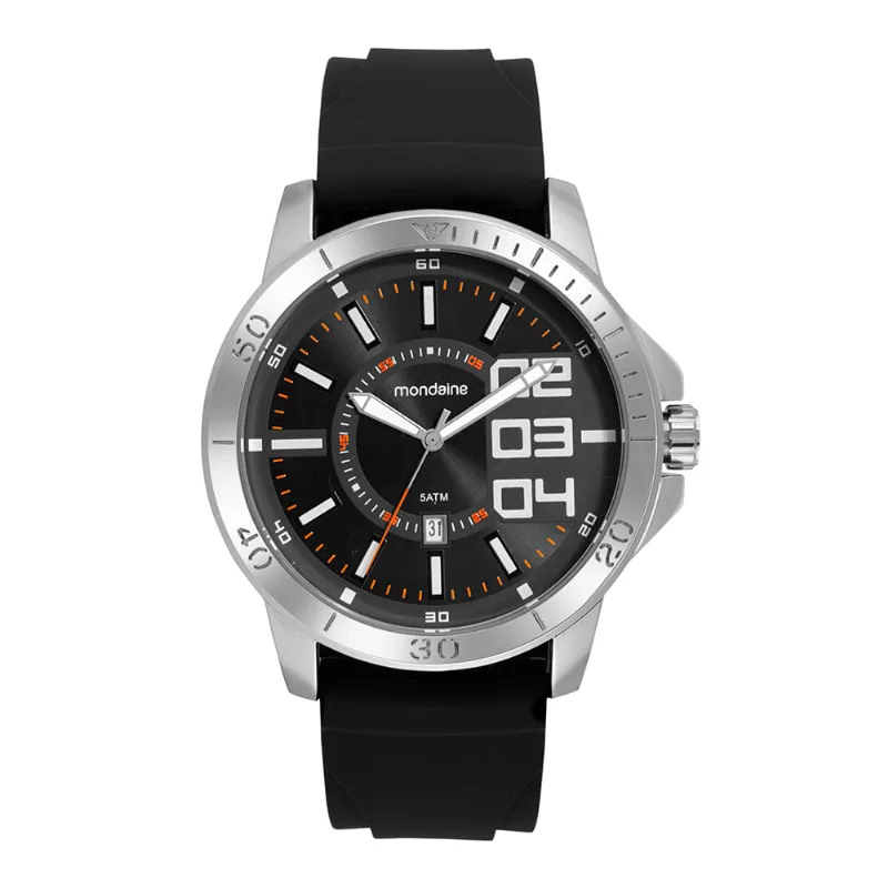 Relógio Masculino Esportivo Com Calendário Silicone Prata