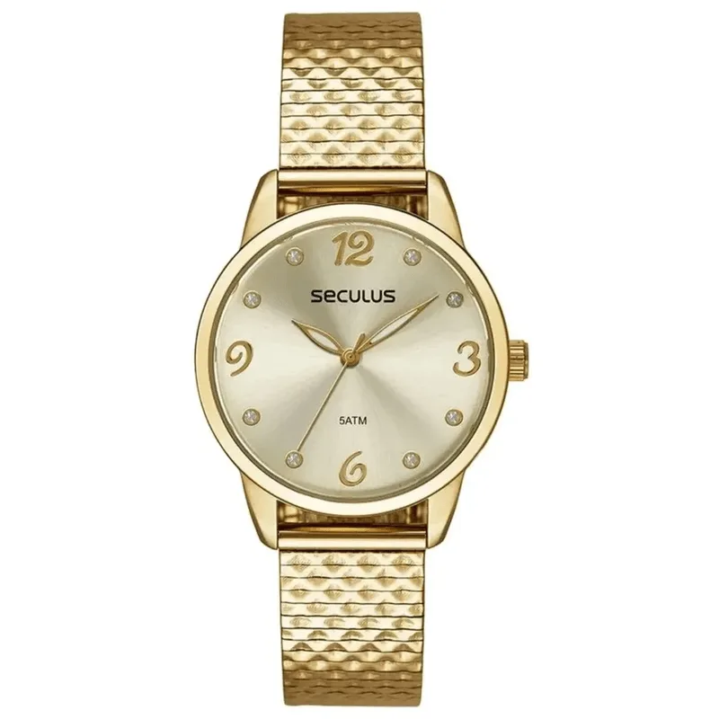 Relógio Seculus Feminino Analógico Aço Dourado 23722LPSVDS1 34mm