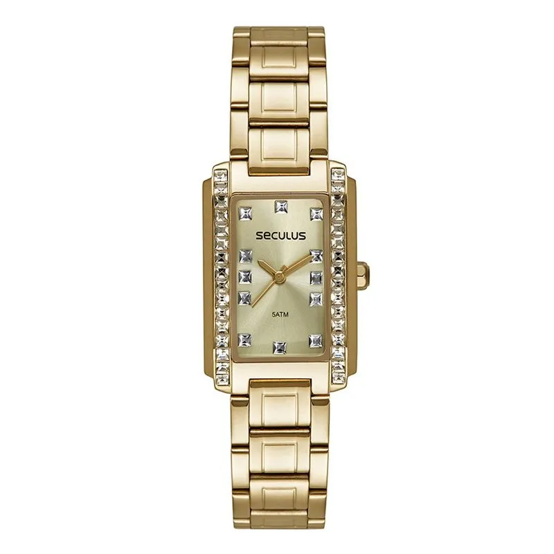 Relogio De Pulso Feminino Dourado 23723lpsvds1 - Seculus