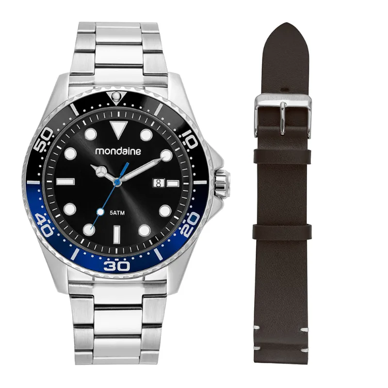 Relógio Masculino Troca Pulseira Prata