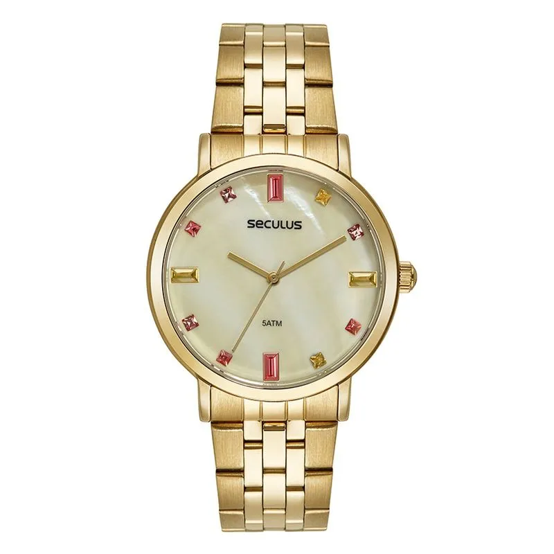 Relogio De Pulso Feminino Dourado 44245lpsvds1 - Seculus