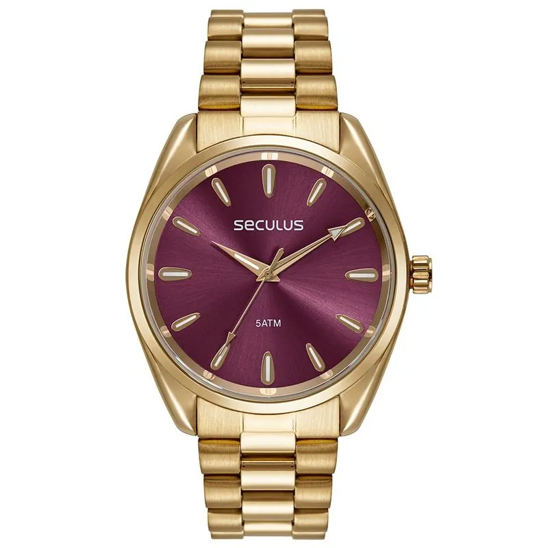 Relogio De Pulso Feminino Dourado 77287lpsvds1- Seculus