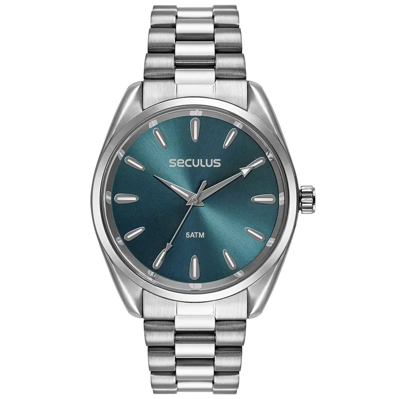 Relógio Feminino Prata Com Mostrador Verde