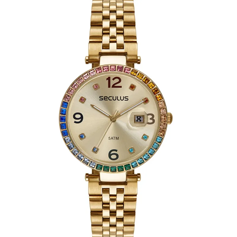 Relógio Seculus Feminino Dourado 77285LP SVDS1