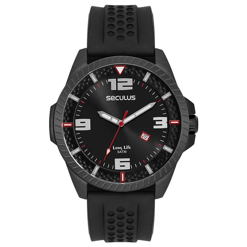 Relógio Masculino Silicone Detalhes Automobilísticos Preto