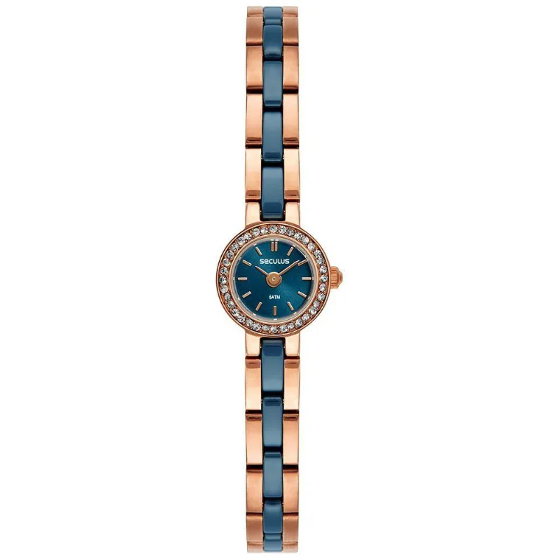 Relógio Feminino Eternity Clássico com Cristais Rosê Séculus 1.5CM
