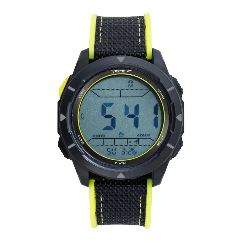 Relógio Masculino Speedo Pedômetro Preto Detalhes Amarelo