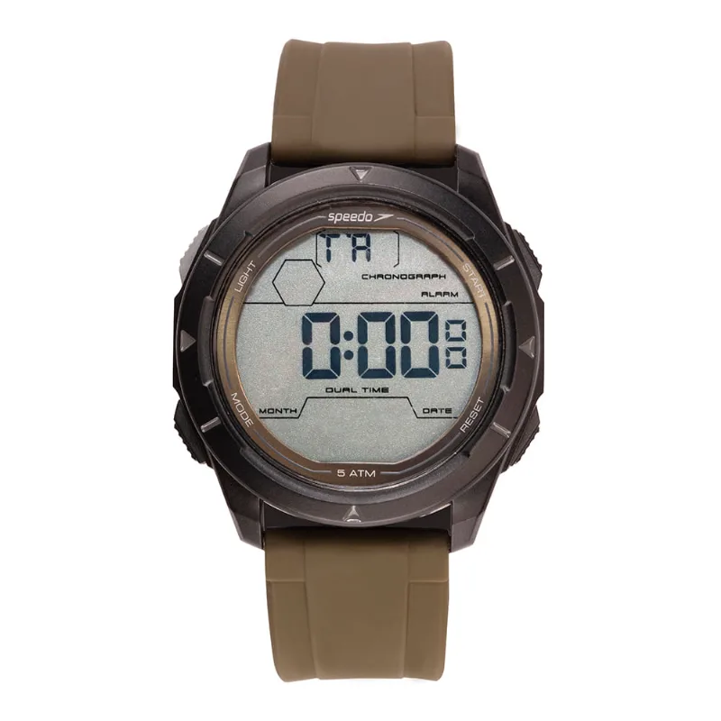 Relógio Masculino Speedo Marrom Anadigi Pulseira Silicone