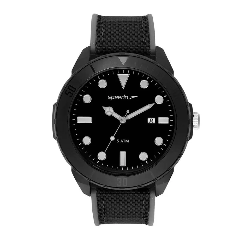 Relógio Masculino Speedo Esportivo Calendário Preto com Pulseira em Nylon 50MM