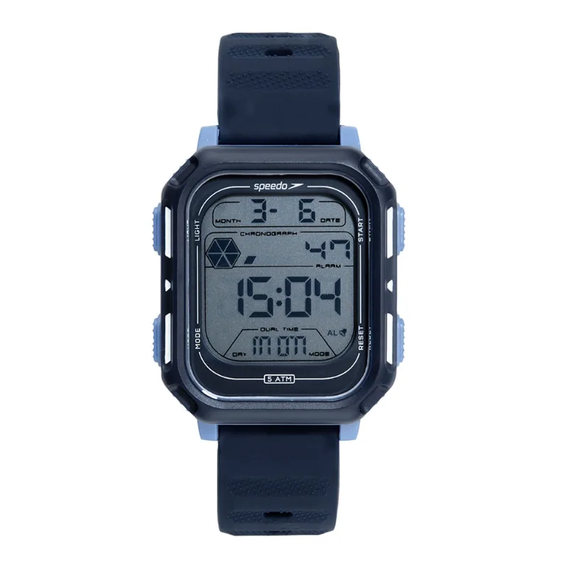 Relógio Masculino Speedo Anadigi Quadrado Azul Pulseira Silicone