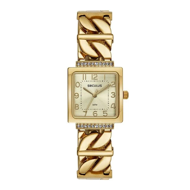 Relogio De Pulso Feminino Dourado 77297lpsvdb1 - Seculus