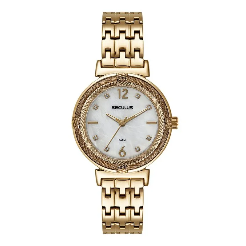 Relogio De Pulso Feminino Dourado 44256lpsvdb1 - Seculus