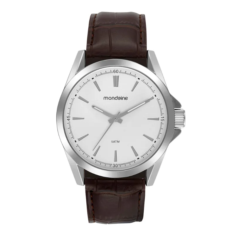 Relógio Masculino Clássico Pulseira Textura Prata