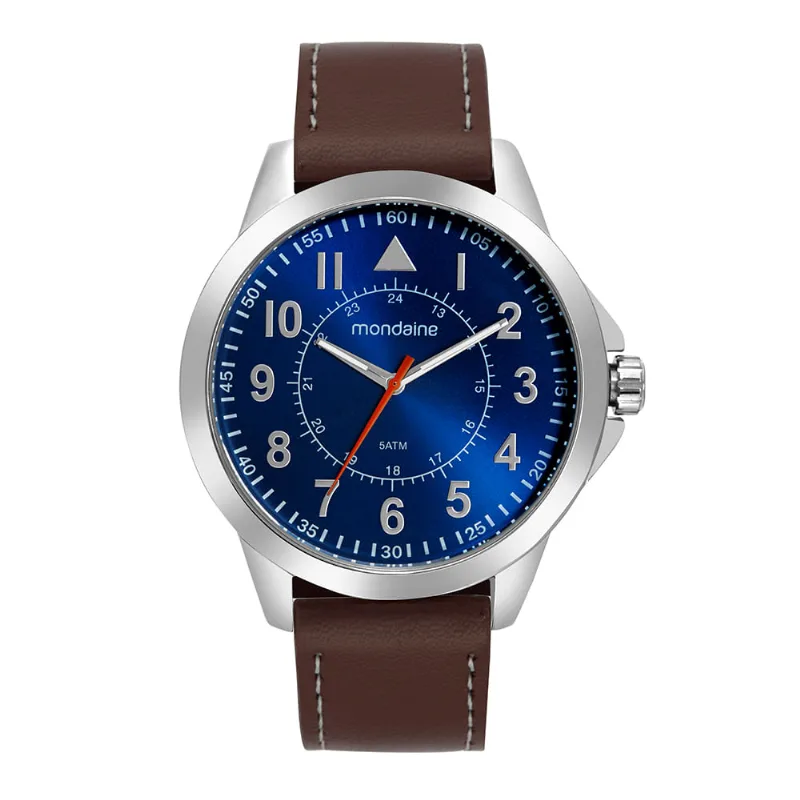 Relógio Masculino Casual Prata com Visor Azul