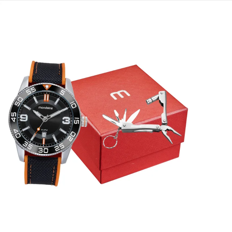 Kit Relógio Masculino Prata com Alicate Multifunção
