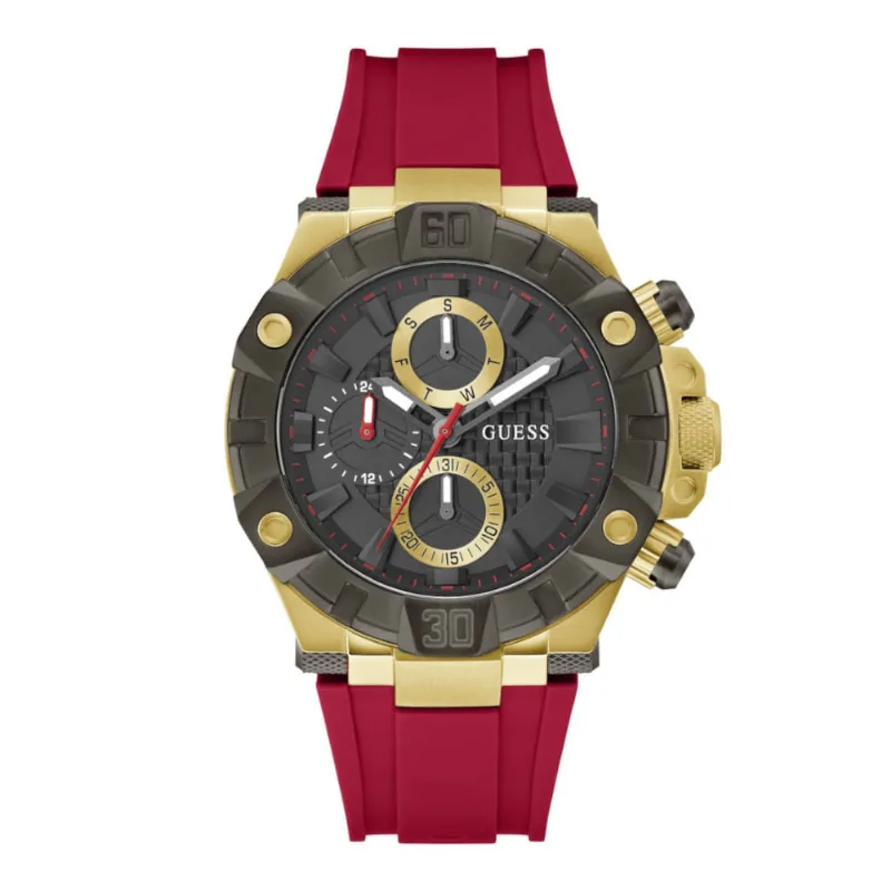 Relógio Guess Masculino Multifunção Silicone Preto e Dourado