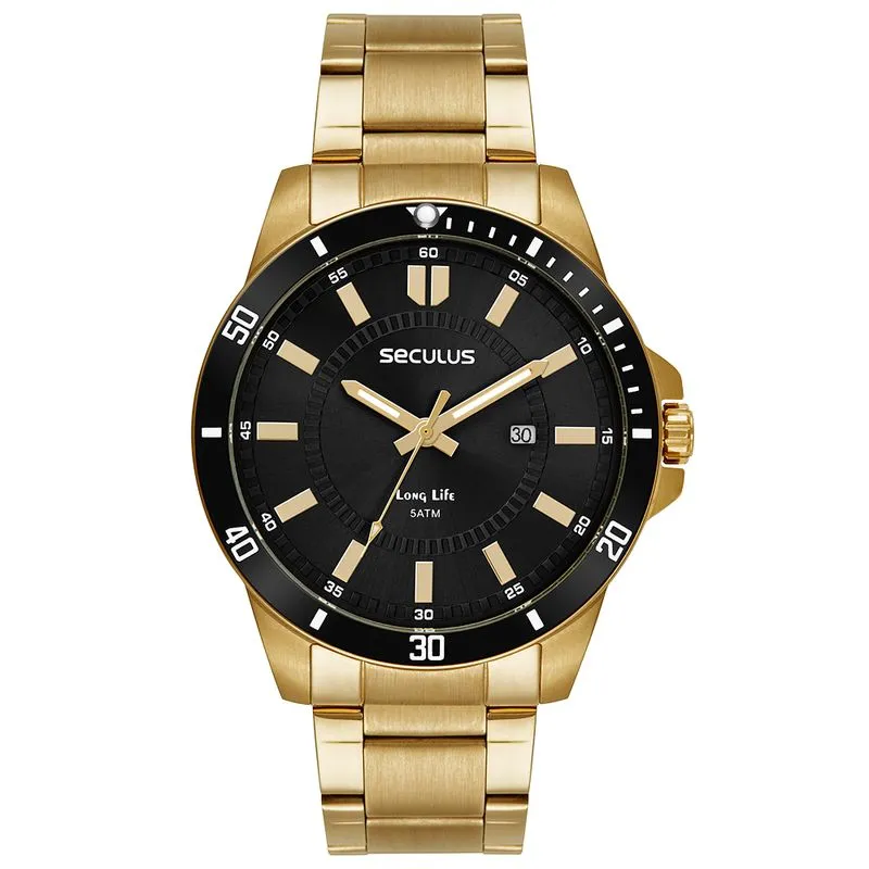 Relógio Masculino Aço Casual Dourado